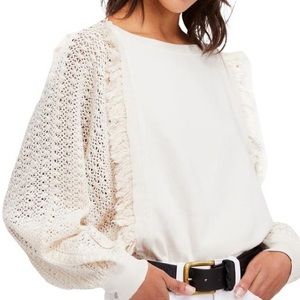 Free People Crochet Sleeved Sweater size large